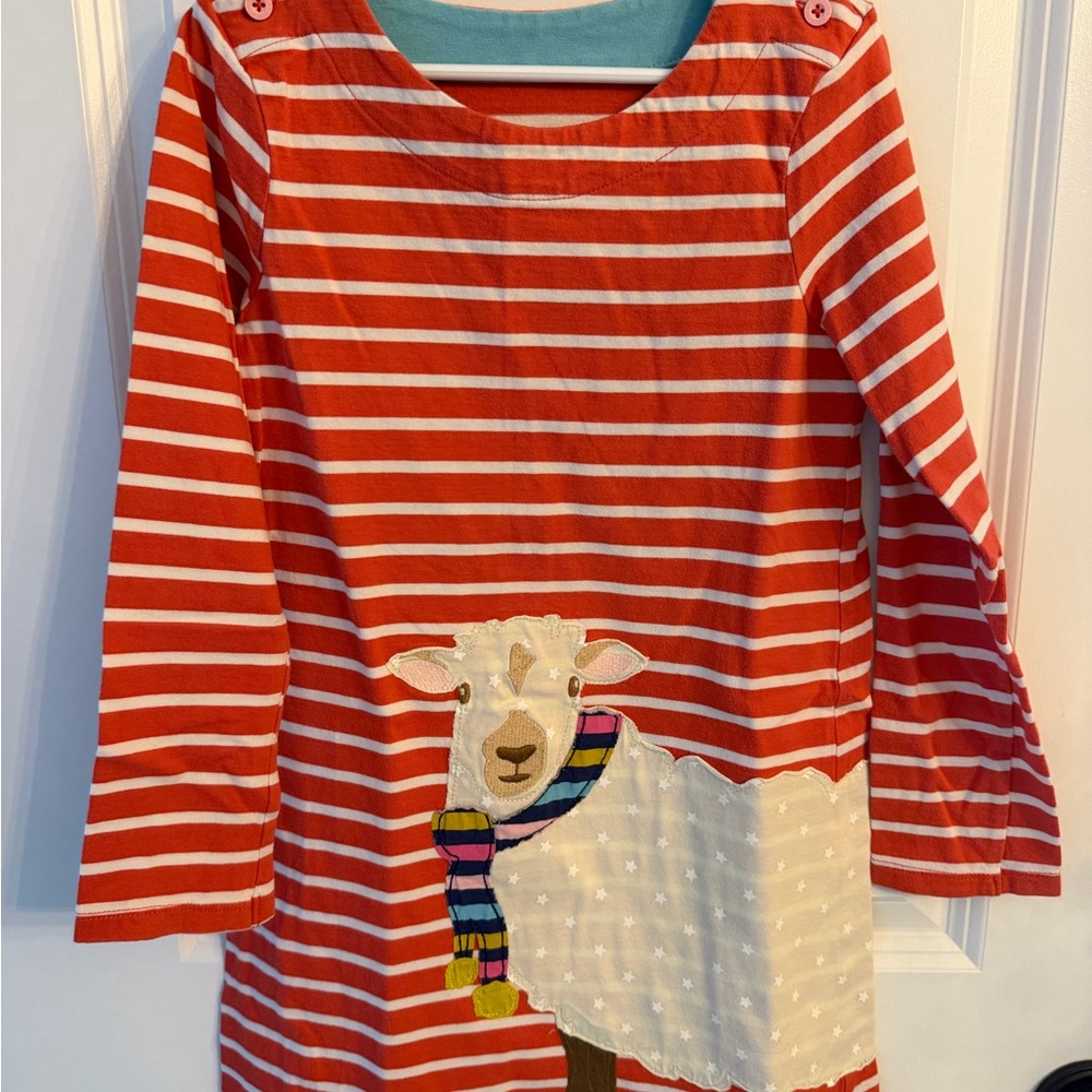 Mini Boden Red Striped Long Sleeve Shirt with Sheep